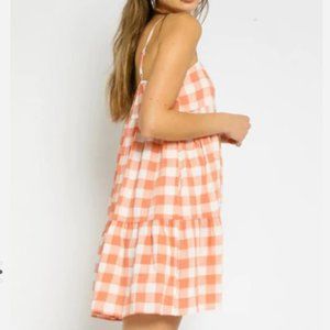 Babydoll  Gingham dress pastel orange and white